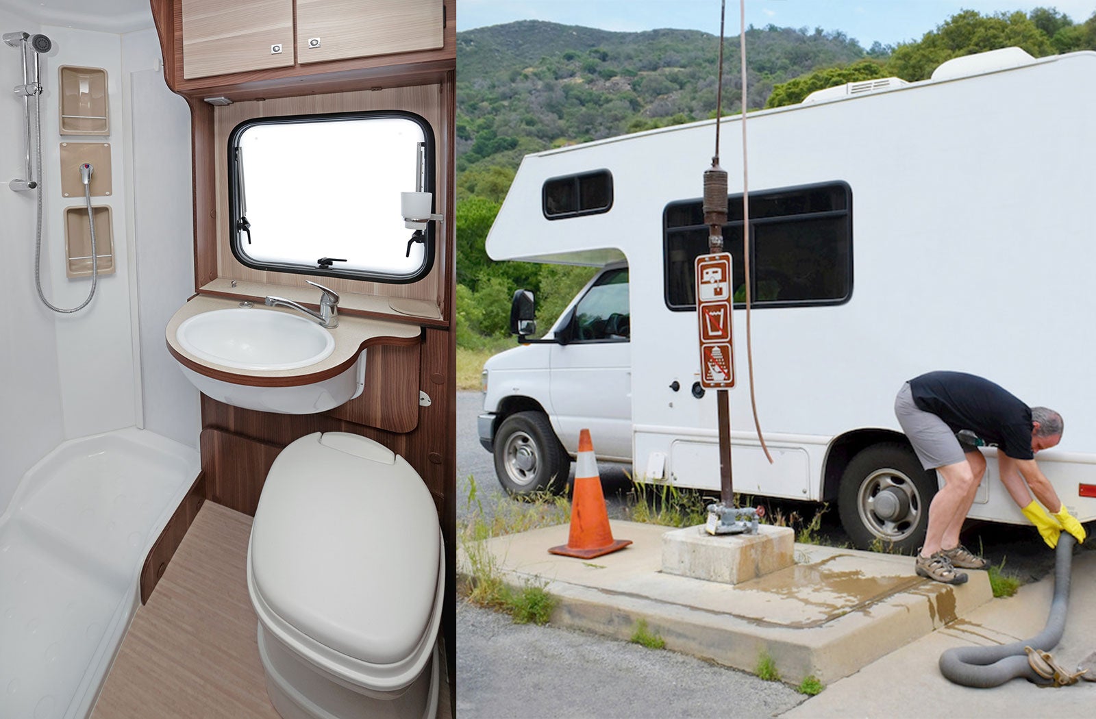 Portable RV/camper toilet and holding tank setup in Douglasville, Georgia